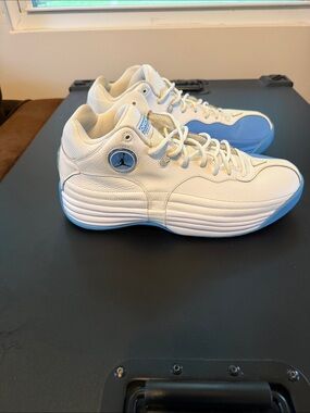 Air Jordan Men’s White and Light Blue Basketball Sneakers